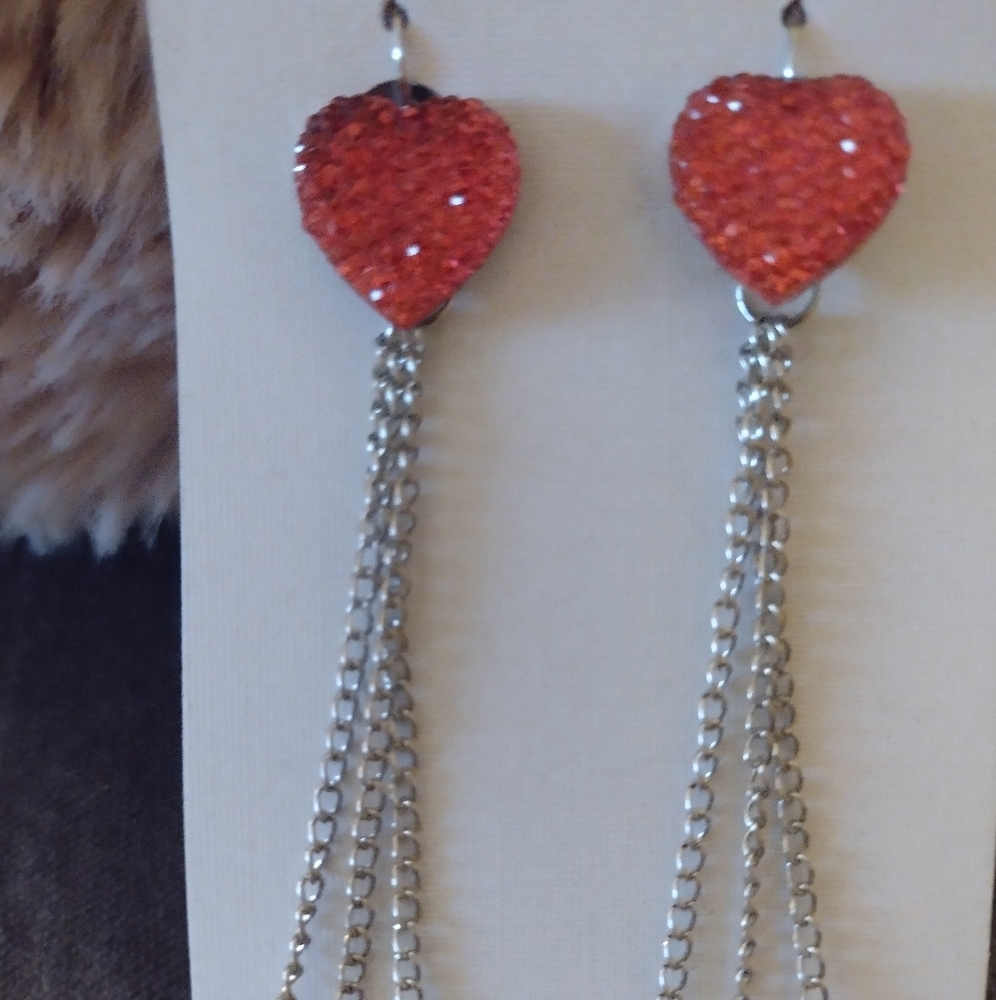 Cute Heart Shaped Dangle Earrings